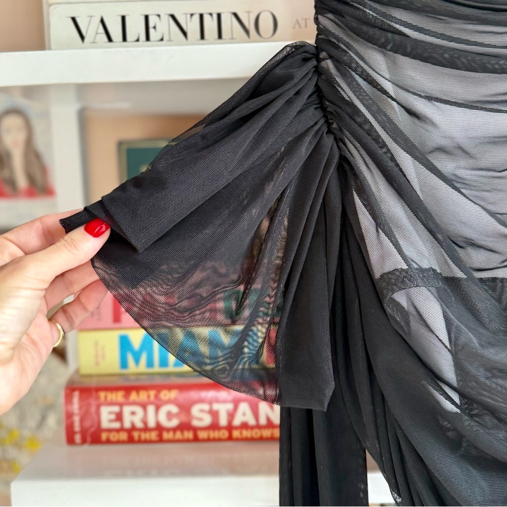 Norma Kamali Ruffled Sheer Mesh Mini Dress - Picture 9 of 14